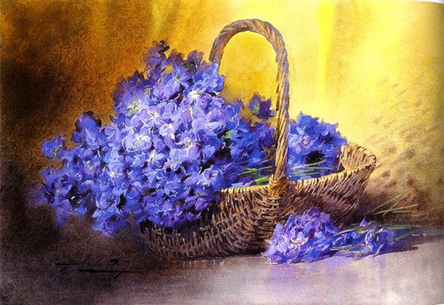 Corbeille de violettes par Blanche Odin